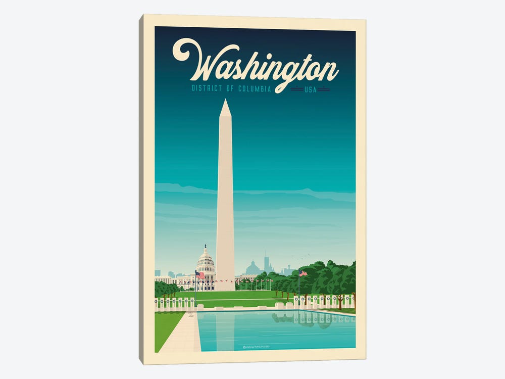 Washington DC Travel Poster by Olahoop Travel Posters 1-piece Art Print