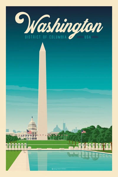 Olahoop Travel Posters: Washington DC Travel Poster by Olahoop Travel Posters