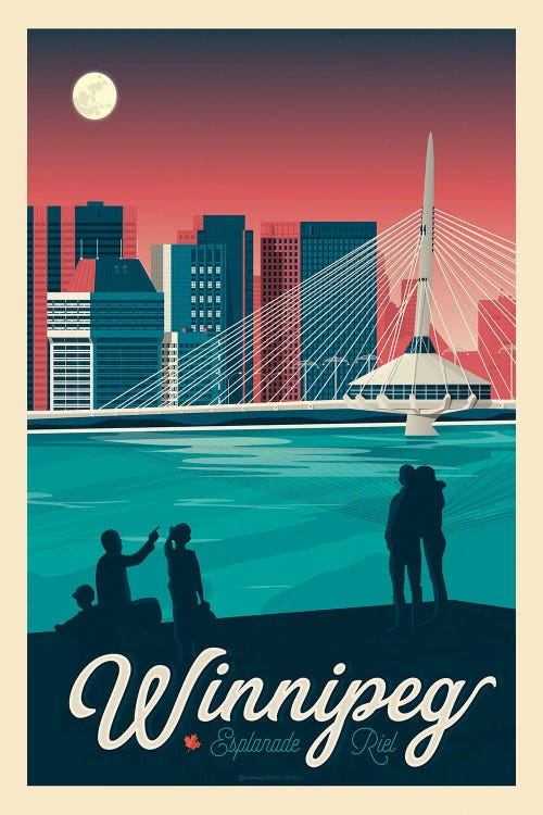 Winnipeg Canada Travel Poster by Olahoop Travel Posters wall art