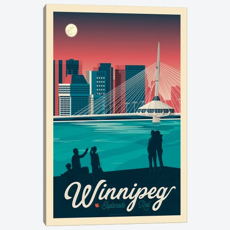 Winnipeg Canada Travel Poster Canvas Print #OTP96} by Olahoop Travel Posters Canvas Artwork