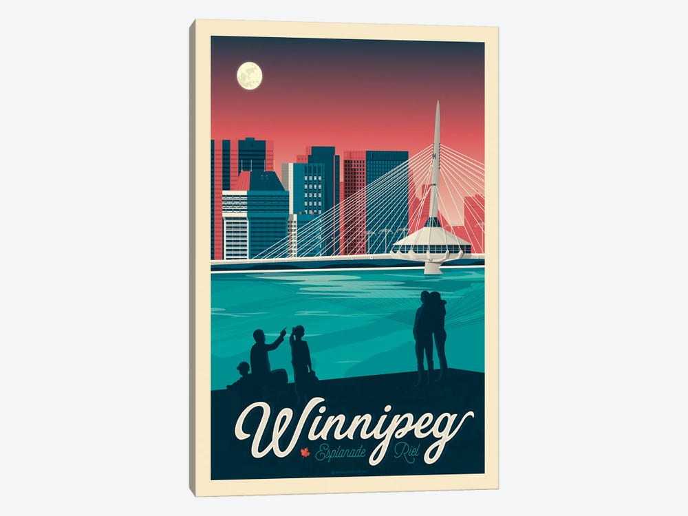 Winnipeg Canada Travel Poster by Olahoop Travel Posters 1-piece Canvas Art