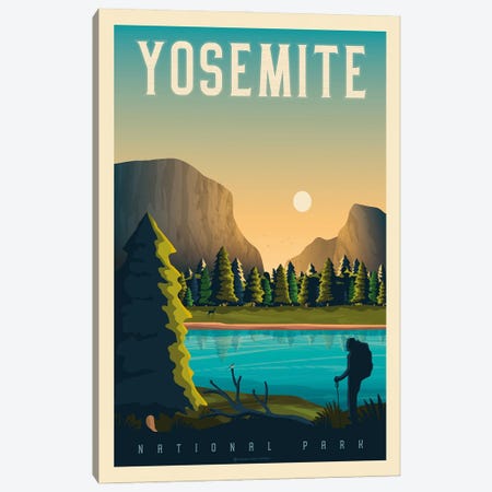 Yosemite National Park Travel Poster Canvas Print #OTP98} by Olahoop Travel Posters Canvas Print