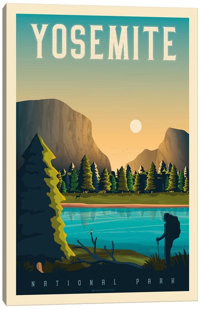 Yosemite National Park Travel Poster Canvas Art Print - National Parks Travel Posters