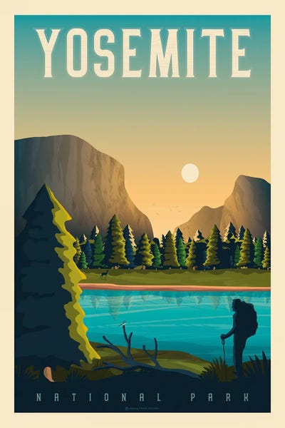 California: Yosemite National Park Travel Poster by Olahoop Travel Posters