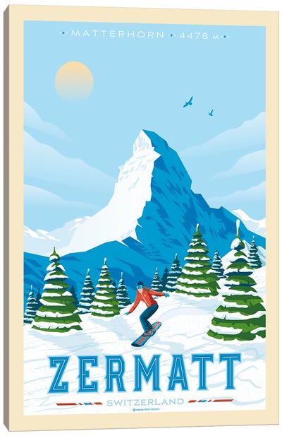 Zermatt Switzerland Travel Poster Canvas Art Print - Olahoop Travel Posters