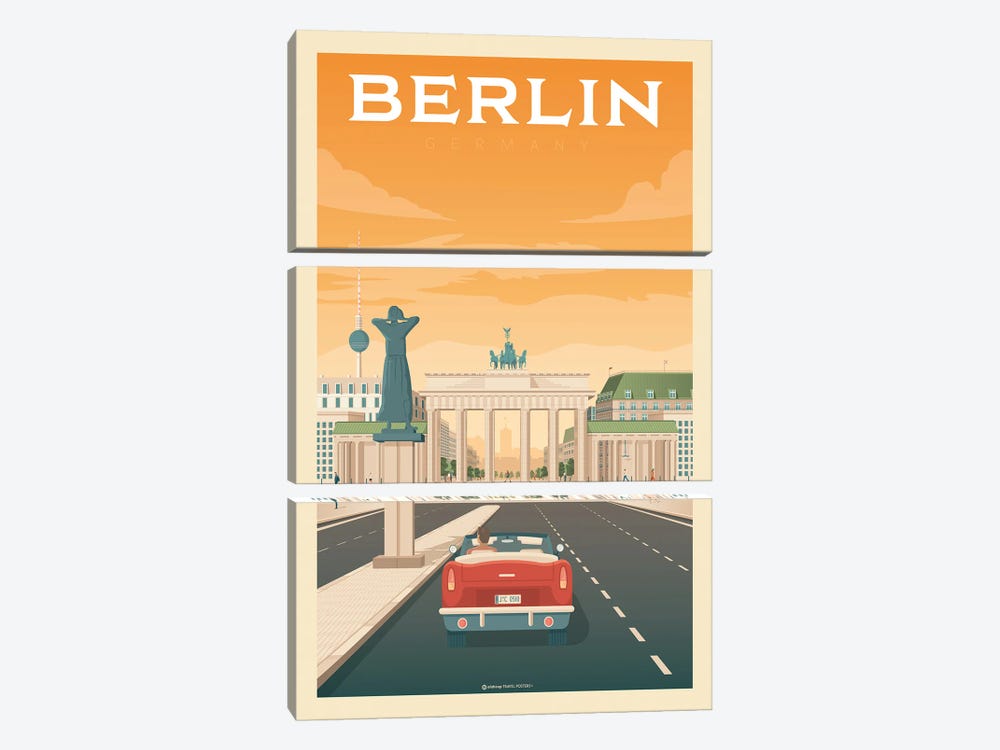 Berlin Germany Travel Poster by Olahoop Travel Posters 3-piece Canvas Print