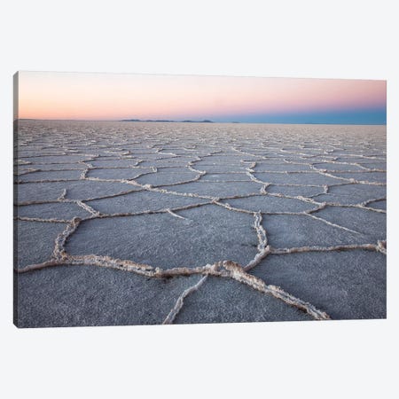The largest salt flats in the world located in Uyuni, bolivia as the sun is rising in winter. Canvas Print #OTW2} by Mallorie Ostrowitz Canvas Print