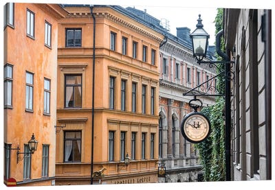 Located in the City portion of Stockholm, these buildings were shot from a staircase. Canvas Art Print