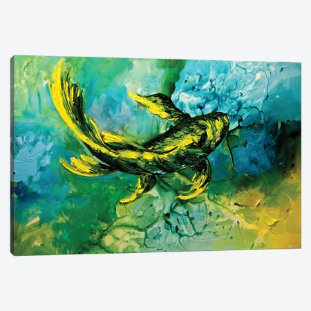 Yellow Koi Fish Canvas Print #OTZ100} by Osnat Tzadok Canvas Art