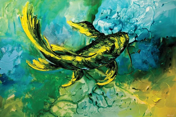 Osnat Tzadok: Yellow Koi Fish by Osnat Tzadok