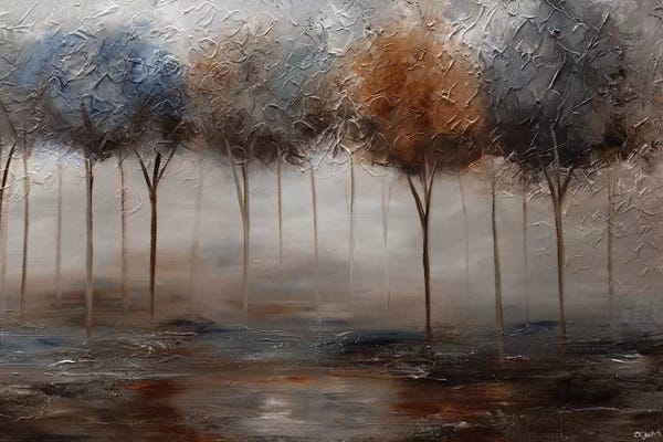 Large Floral & Botanical Art - Canvas Prints: The Silver Pond by Osnat Tzadok