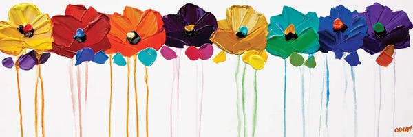 Large Floral & Botanical Art - Canvas Prints: Colors On My Wall by Osnat Tzadok