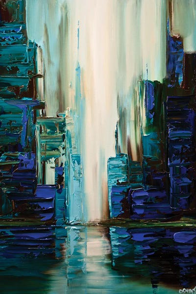 Teal Abstract Art: Cyber City by Osnat Tzadok