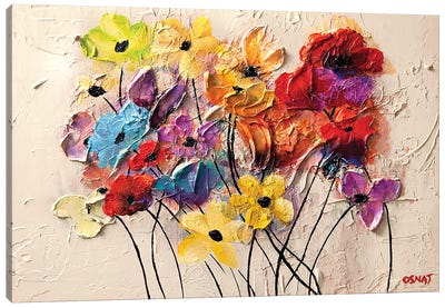 Colorful Flowers Canvas Art Print - Osnat Tzadok