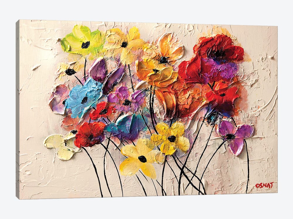 Colorful Flowers by Osnat Tzadok 1-piece Canvas Wall Art