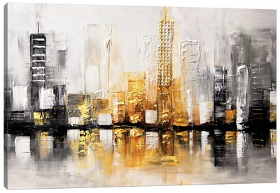 City View Canvas Art Print - Gray & Yellow Art