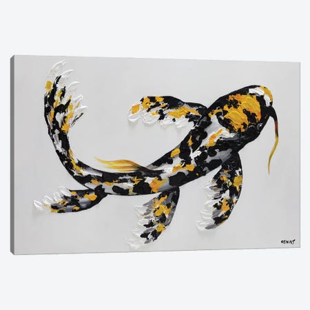 Koi Fish Yellow Canvas Print #OTZ207} by Osnat Tzadok Canvas Wall Art