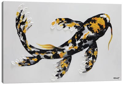 Koi Fish Yellow Canvas Art Print - East Asian Culture