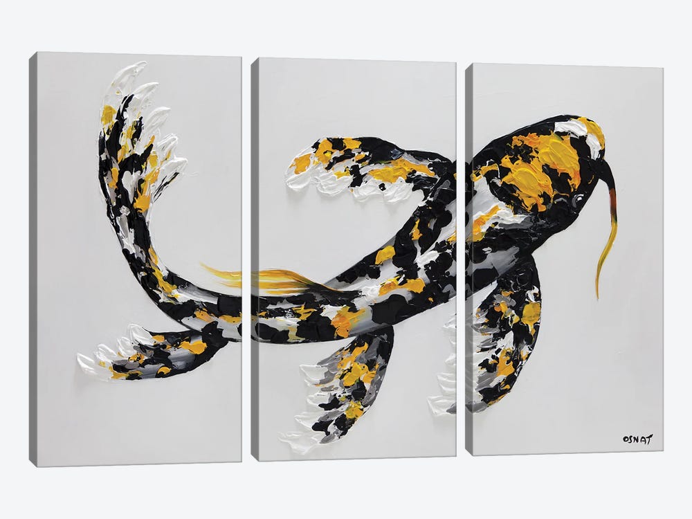 Koi Fish Yellow by Osnat Tzadok 3-piece Canvas Wall Art