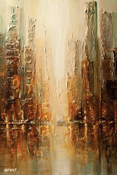 Gold Abstract Art: Downtown III by Osnat Tzadok