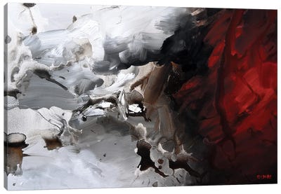 Fire And Ice Canvas Art Print - Black, White & Red Art