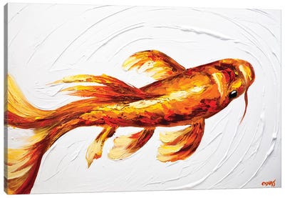 Orange Koi Fish Canvas Art Print - Zen Garden