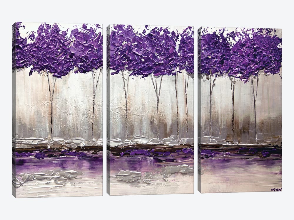 Purple Summer by Osnat Tzadok 3-piece Canvas Wall Art