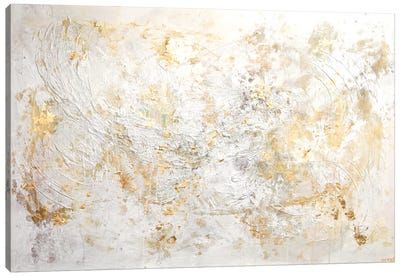 White Flex Canvas Art Print - Gold & White Art