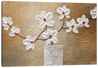 White Orchid Canvas Art Print - Osnat Tzadok