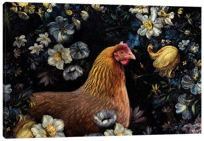 Penny The Chicken Canvas Art Print - Maria Overlay