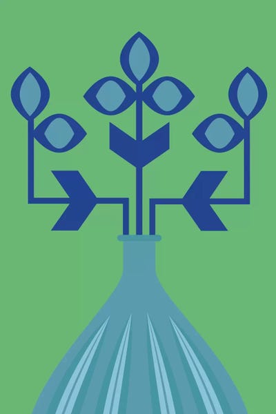 Pottery Still Life: Blue Flower by Flatowl