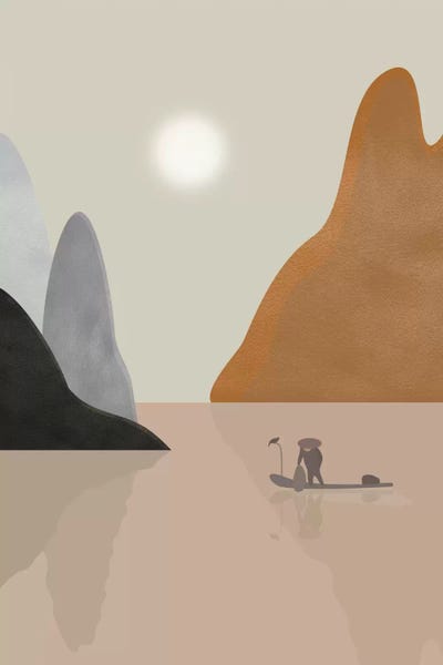 Canoes: Chinese Landscape by Flatowl