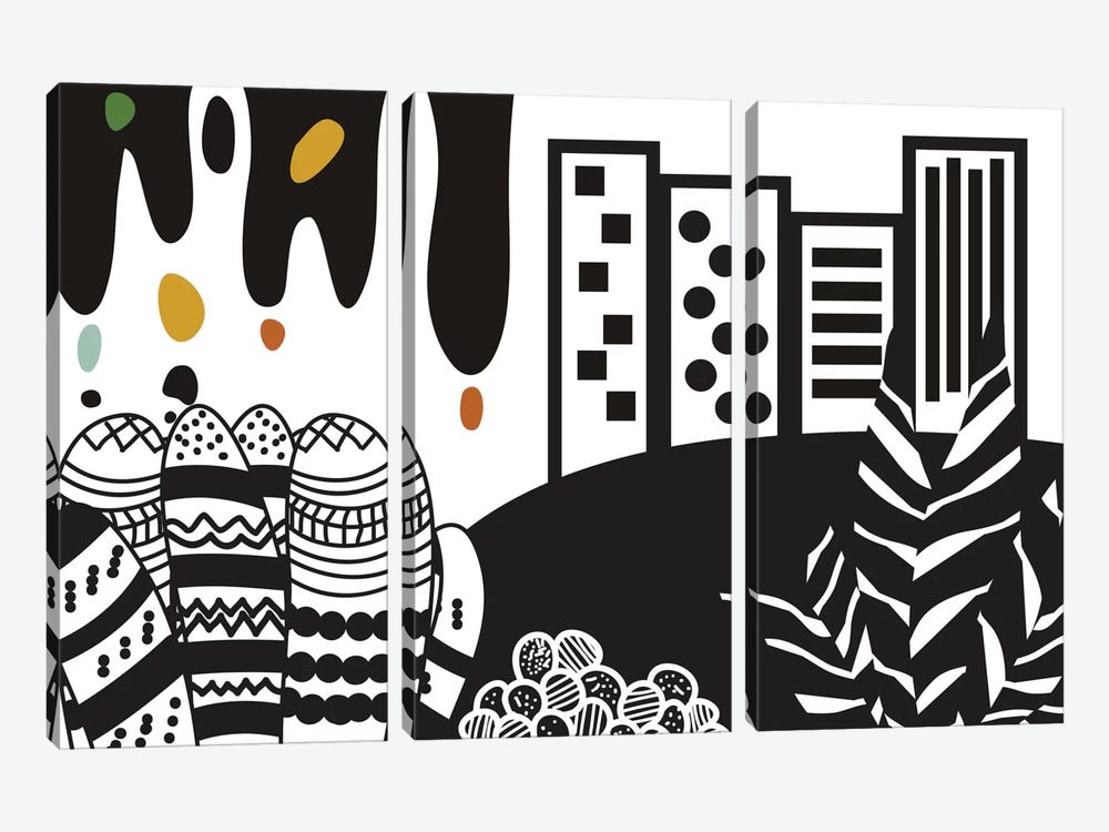 Black City by Flatowl 3-piece Art Print