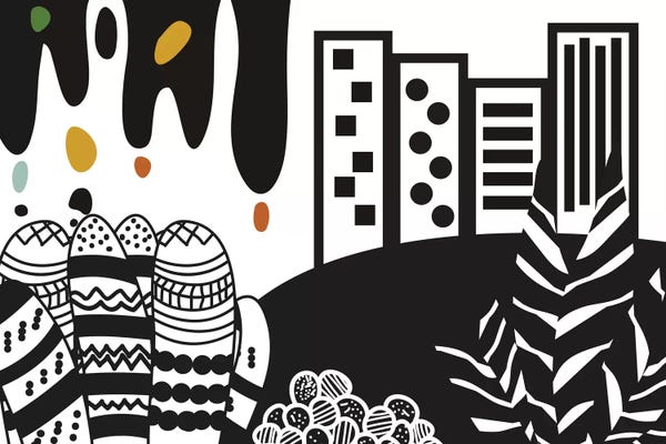 Mid-Century Modern Living Room: Black City by Flatowl