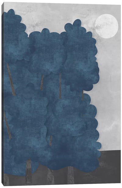 Blue Trees Canvas Art Print - Blue & Gray Art