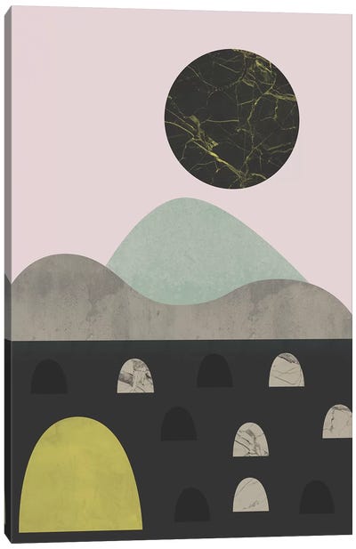 Stones And Moon Canvas Art Print - Flatowl