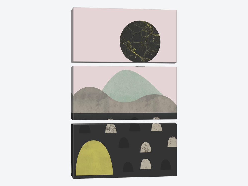 Stones And Moon by Flatowl 3-piece Art Print