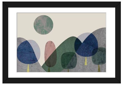 Trees And Mountains Paper Art Print - Flatowl
