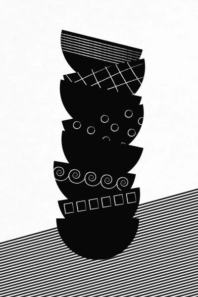Pottery Still Life: Bowls In Black & White by Flatowl