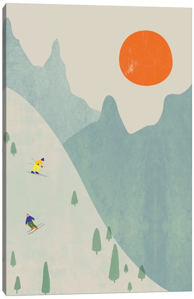 Ski Set Ii Canvas Art Print - Kids Sports Art
