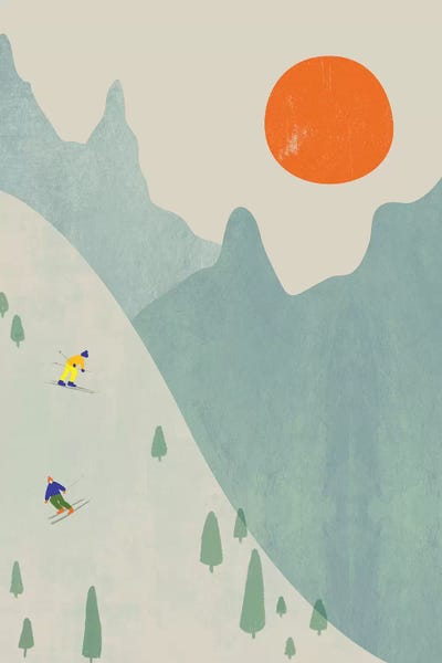 Kids Sports Art: Ski Set Ii by Flatowl