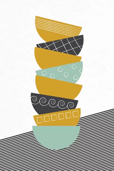 Pottery Still Life: Bowls In Color by Flatowl