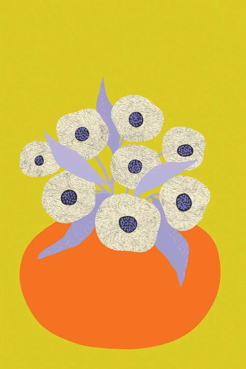 Yellow Flower Vase by Flatowl wall art