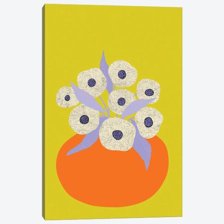 Yellow Flower Vase Canvas Print #OWL174} by Flatowl Art Print