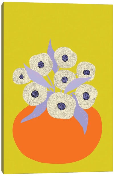 Yellow Flower Vase Canvas Art Print - Flatowl