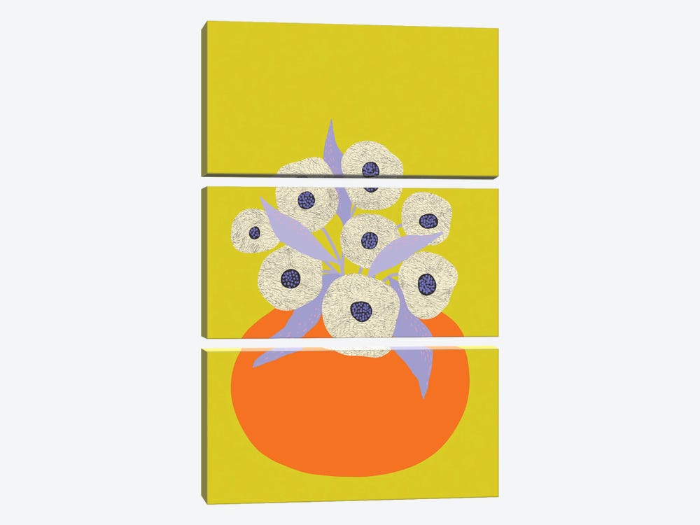 Yellow Flower Vase by Flatowl 3-piece Canvas Art