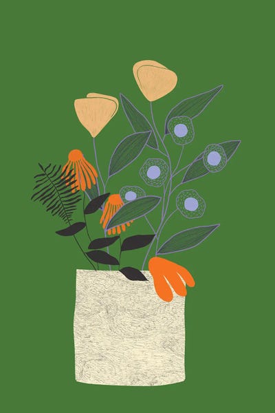 Green Flower Vase by Flatowl art print