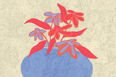 Blue Flower Vase by Flatowl canvas print