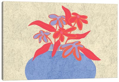 Blue Flower Vase Canvas Art Print - Flatowl