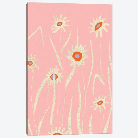 Pink Flower Field Canvas Print #OWL177} by Flatowl Canvas Print